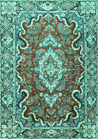 Medallion Turquoise Traditional Rug, tr1311turq