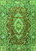 Serging Thickness of Machine Washable Medallion Green Traditional Area Rugs, wshtr1311grn