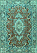 Machine Washable Medallion Turquoise Traditional Area Rugs, wshtr1311turq