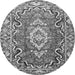 Machine Washable Medallion Gray Traditional Rug, wshtr1311gry