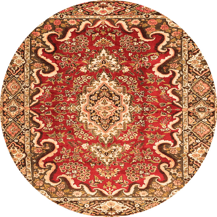 Machine Washable Medallion Orange Traditional Area Rugs, wshtr1311org