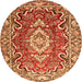 Machine Washable Medallion Orange Traditional Area Rugs, wshtr1311org