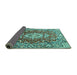 Sideview of Medallion Turquoise Traditional Rug, tr1311turq
