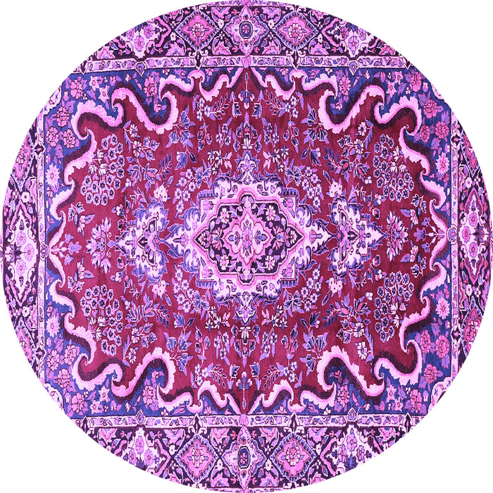Round Medallion Purple Traditional Rug, tr1311pur