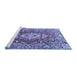 Sideview of Machine Washable Medallion Blue Traditional Rug, wshtr1311blu