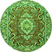 Machine Washable Medallion Green Traditional Area Rugs, wshtr1311grn