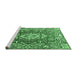 Sideview of Machine Washable Medallion Emerald Green Traditional Area Rugs, wshtr1311emgrn