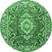 Round Medallion Emerald Green Traditional Rug, tr1311emgrn