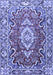 Machine Washable Medallion Blue Traditional Rug, wshtr1311blu