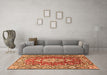 Machine Washable Medallion Orange Traditional Area Rugs in a Living Room, wshtr1311org