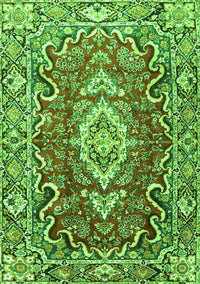 Medallion Green Traditional Rug, tr1311grn