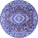 Round Medallion Blue Traditional Rug, tr1311blu