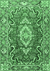 Medallion Emerald Green Traditional Rug, tr1311emgrn