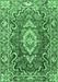 Machine Washable Medallion Emerald Green Traditional Area Rugs, wshtr1311emgrn