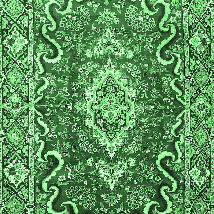 Machine Washable Medallion Emerald Green Traditional Area Rugs, wshtr1311emgrn