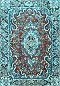 Medallion Light Blue Traditional Rug, tr1311lblu