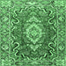 Square Machine Washable Medallion Emerald Green Traditional Area Rugs, wshtr1311emgrn