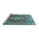 Sideview of Machine Washable Medallion Light Blue Traditional Rug, wshtr1311lblu