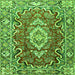Serging Thickness of Medallion Green Traditional Rug, tr1311grn