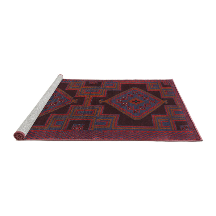 Sideview of Machine Washable Traditional Velvet Maroon Purple Rug, wshtr1312