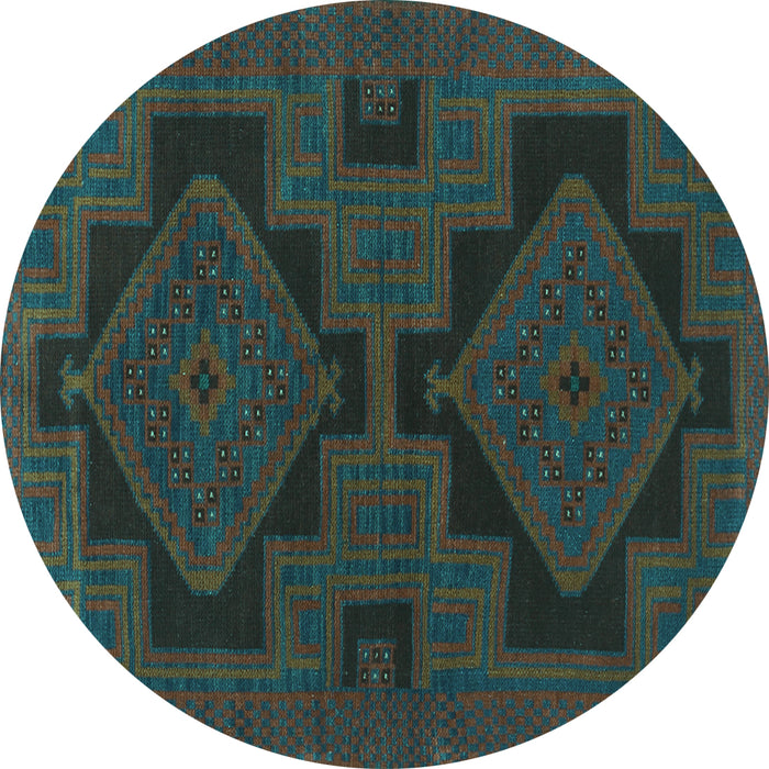 Round Persian Turquoise Traditional Rug, tr1312turq