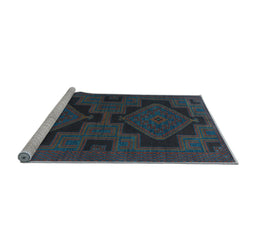 Sideview of Machine Washable Persian Light Blue Traditional Rug, wshtr1312lblu