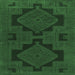 Square Machine Washable Persian Emerald Green Traditional Area Rugs, wshtr1312emgrn