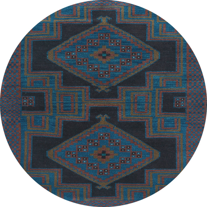 Round Machine Washable Persian Light Blue Traditional Rug, wshtr1312lblu