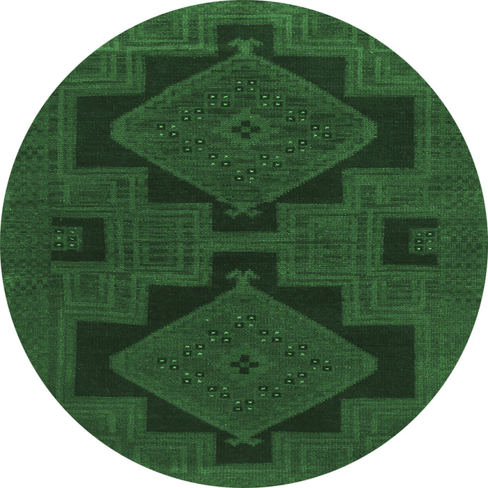 Round Machine Washable Persian Emerald Green Traditional Area Rugs, wshtr1312emgrn