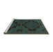 Sideview of Machine Washable Persian Turquoise Traditional Area Rugs, wshtr1312turq