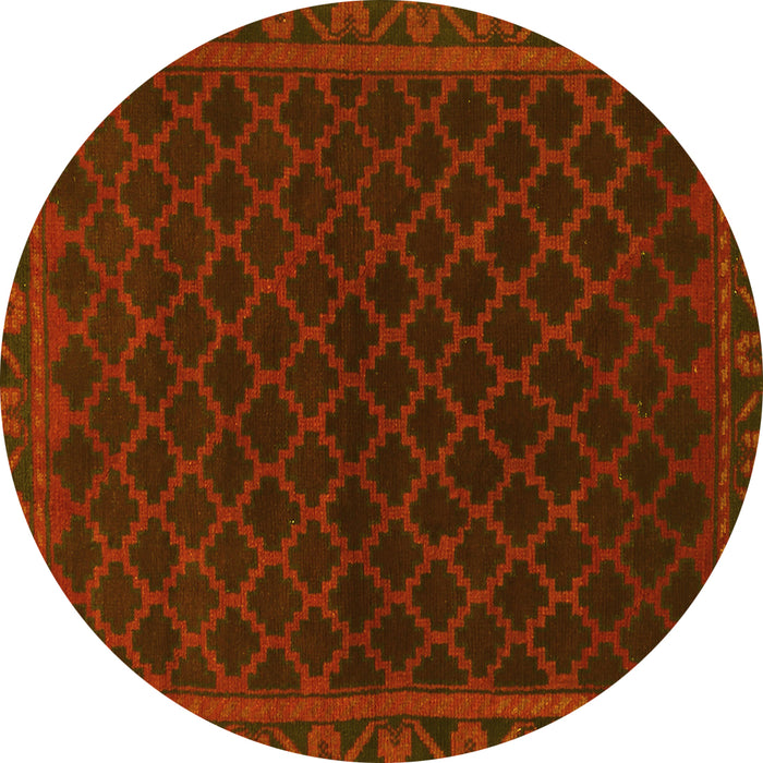 Round Persian Yellow Traditional Rug, tr1313yw
