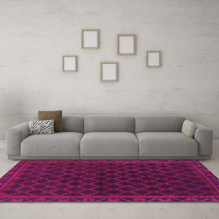 Machine Washable Persian Pink Traditional Rug in a Living Room, wshtr1313pnk