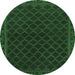 Round Machine Washable Persian Emerald Green Traditional Area Rugs, wshtr1313emgrn