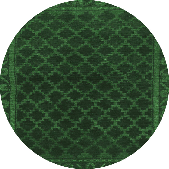 Round Persian Emerald Green Traditional Rug, tr1313emgrn