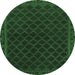 Round Persian Emerald Green Traditional Rug, tr1313emgrn