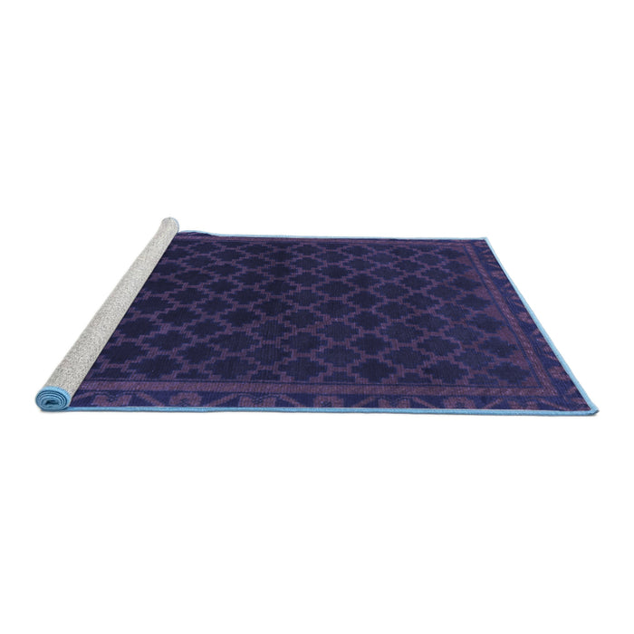Sideview of Machine Washable Persian Blue Traditional Rug, wshtr1313blu