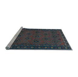 Sideview of Machine Washable Persian Light Blue Traditional Rug, wshtr1314lblu