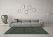 Machine Washable Persian Turquoise Traditional Area Rugs in a Living Room,, wshtr1314turq