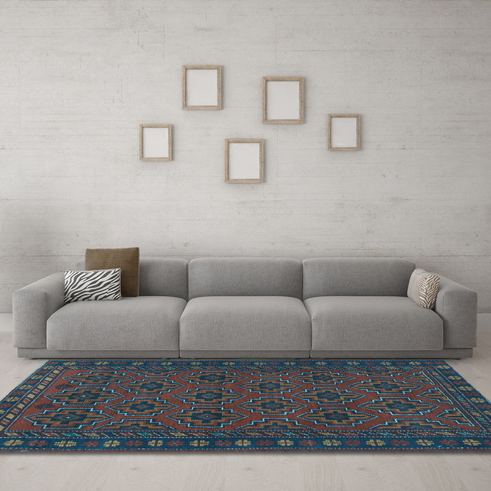 Machine Washable Persian Light Blue Traditional Rug in a Living Room, wshtr1314lblu