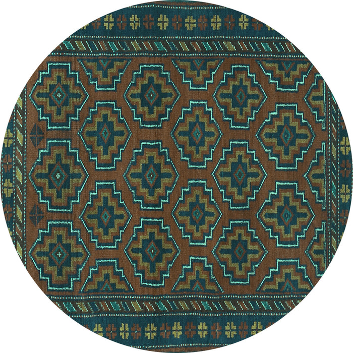 Round Persian Turquoise Traditional Rug, tr1314turq