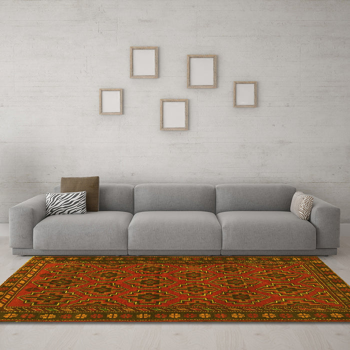 Machine Washable Persian Yellow Traditional Rug in a Living Room, wshtr1314yw