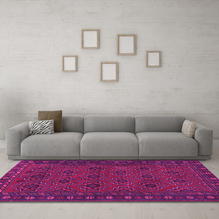 Machine Washable Persian Pink Traditional Rug in a Living Room, wshtr1314pnk