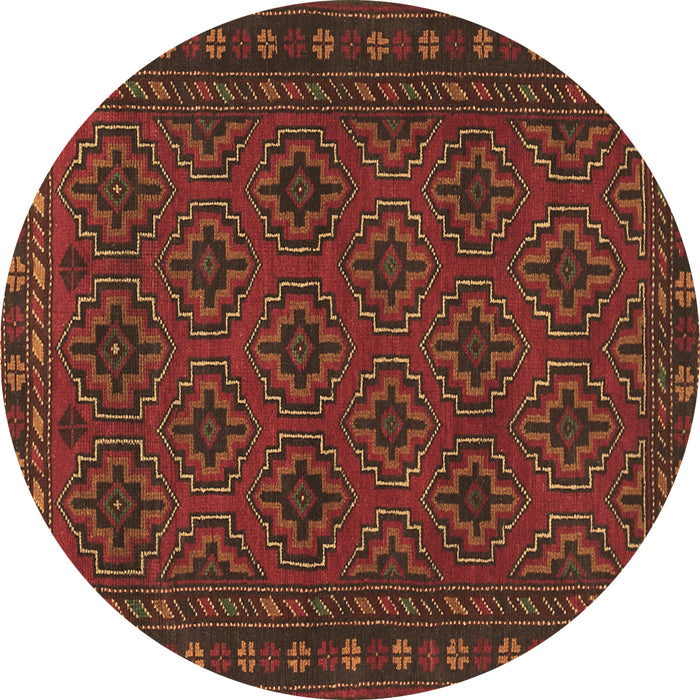 Round Persian Brown Traditional Rug, tr1314brn