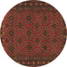Round Persian Brown Traditional Rug, tr1314brn