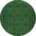 Round Machine Washable Persian Emerald Green Traditional Area Rugs, wshtr1314emgrn