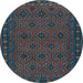 Round Machine Washable Persian Light Blue Traditional Rug, wshtr1314lblu