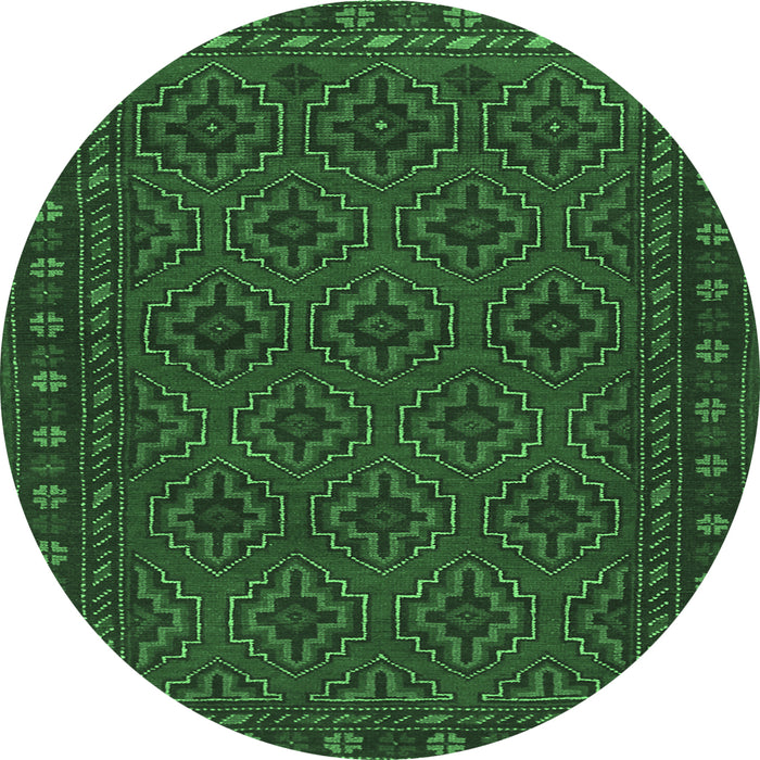 Round Persian Emerald Green Traditional Rug, tr1314emgrn