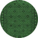 Round Persian Emerald Green Traditional Rug, tr1314emgrn