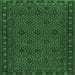 Square Machine Washable Persian Emerald Green Traditional Area Rugs, wshtr1314emgrn