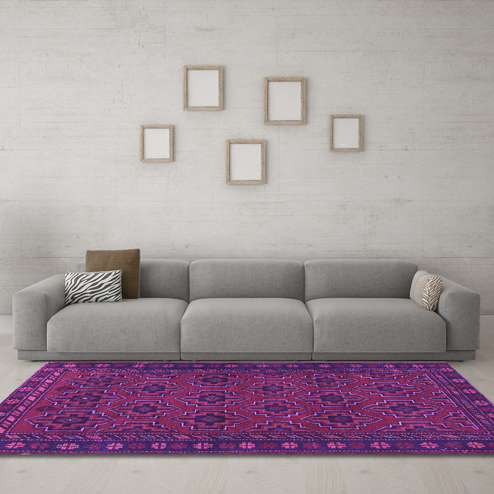 Machine Washable Persian Purple Traditional Area Rugs in a Living Room, wshtr1314pur